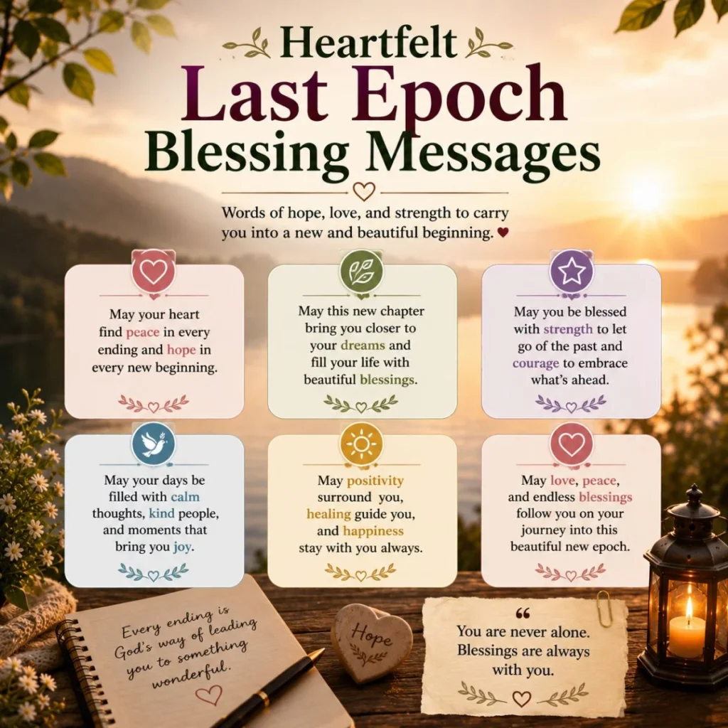 Heartfelt last epoch blessing messages with sunrise, hope, peace, and spiritual encouragement