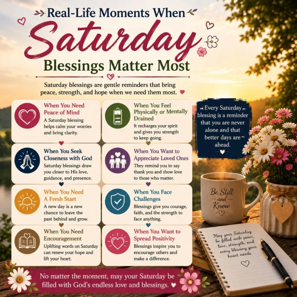 Real-life moments when Saturday blessings bring peace, strength, faith, hope, and encouragement