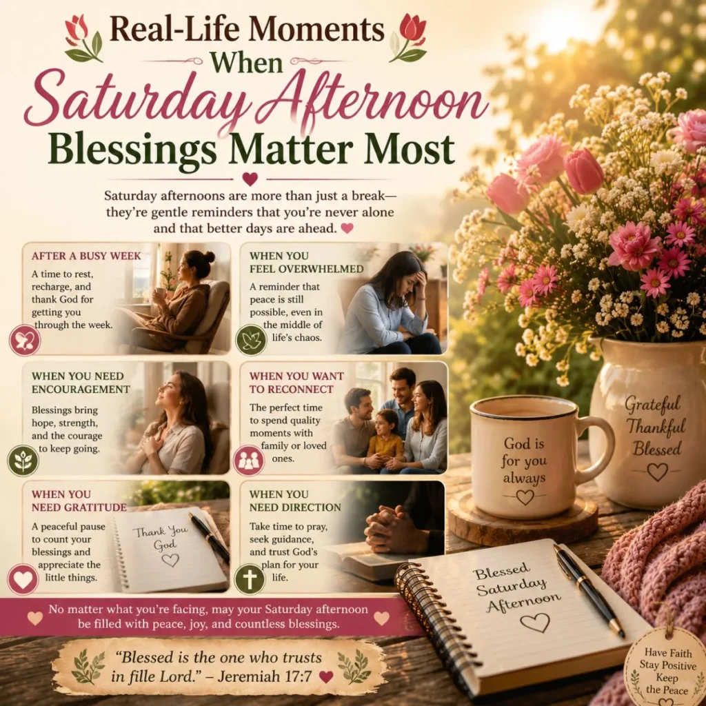 Saturday afternoon blessings for real-life moments with prayer, family, gratitude, and peace