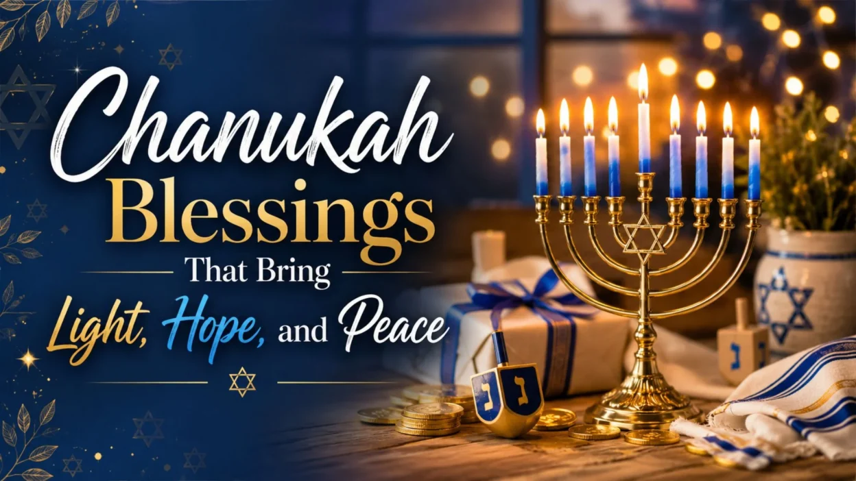 Chanukah menorah with glowing candles, gifts, and festive decorations symbolizing hope, peace, and blessings